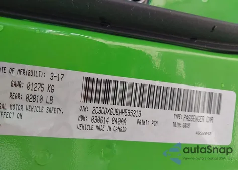 2017 Dodge Charger R/T Scat Pack Rwd from USA, damaged, VIN 2C3CDXGJ6HH595313